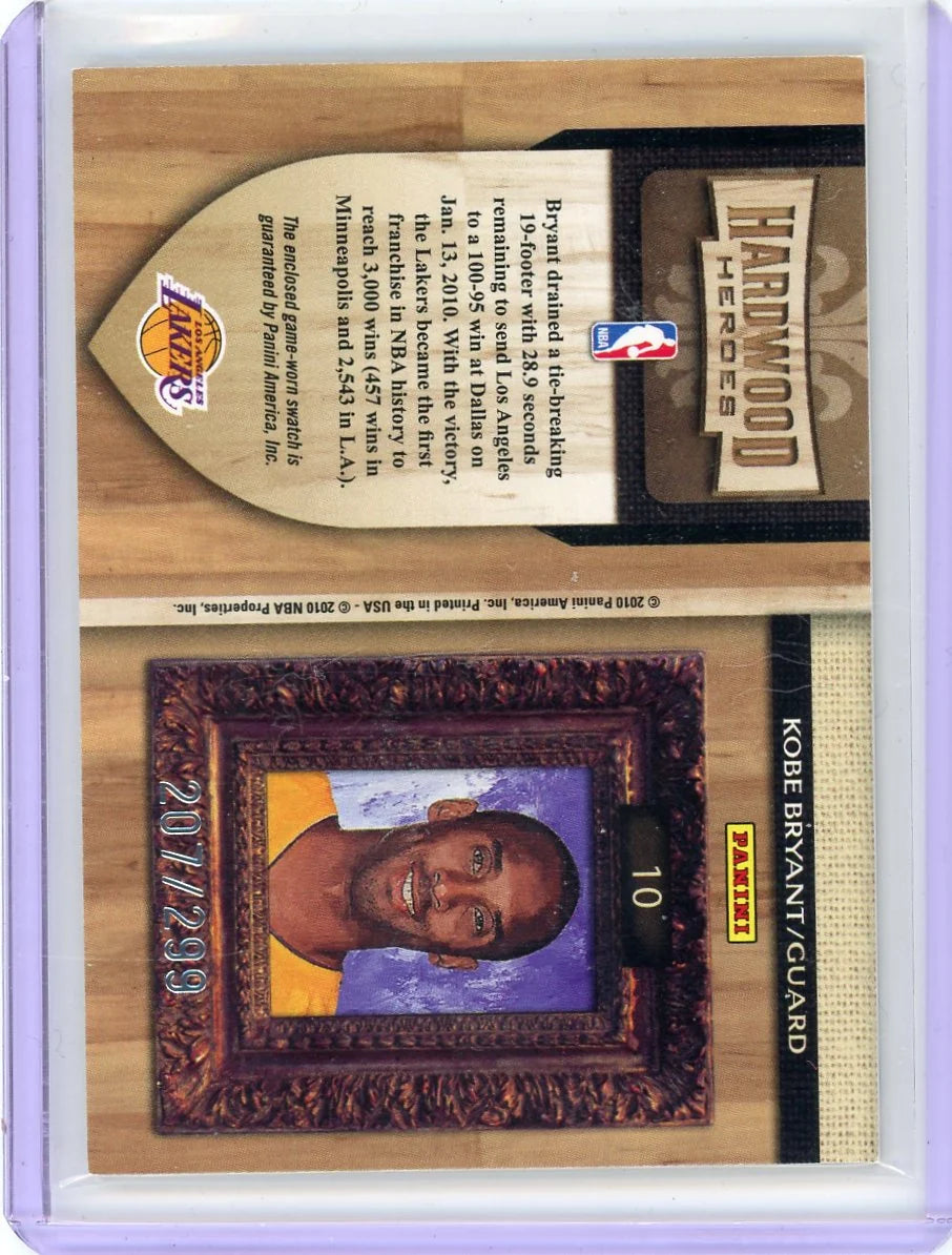 Kobe Bryant 2010 Panini Court Kings Hardwood Heroes game-used relic #'d 207/299