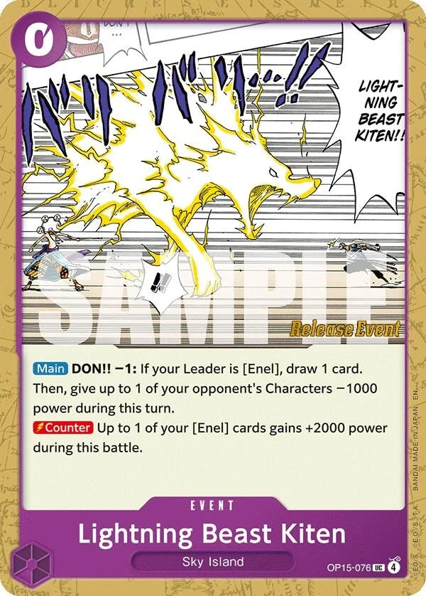 Lightning Beast Kiten (OP15-076) (Adventure on Kami's Island Release Event Cards) (OP15 RE)