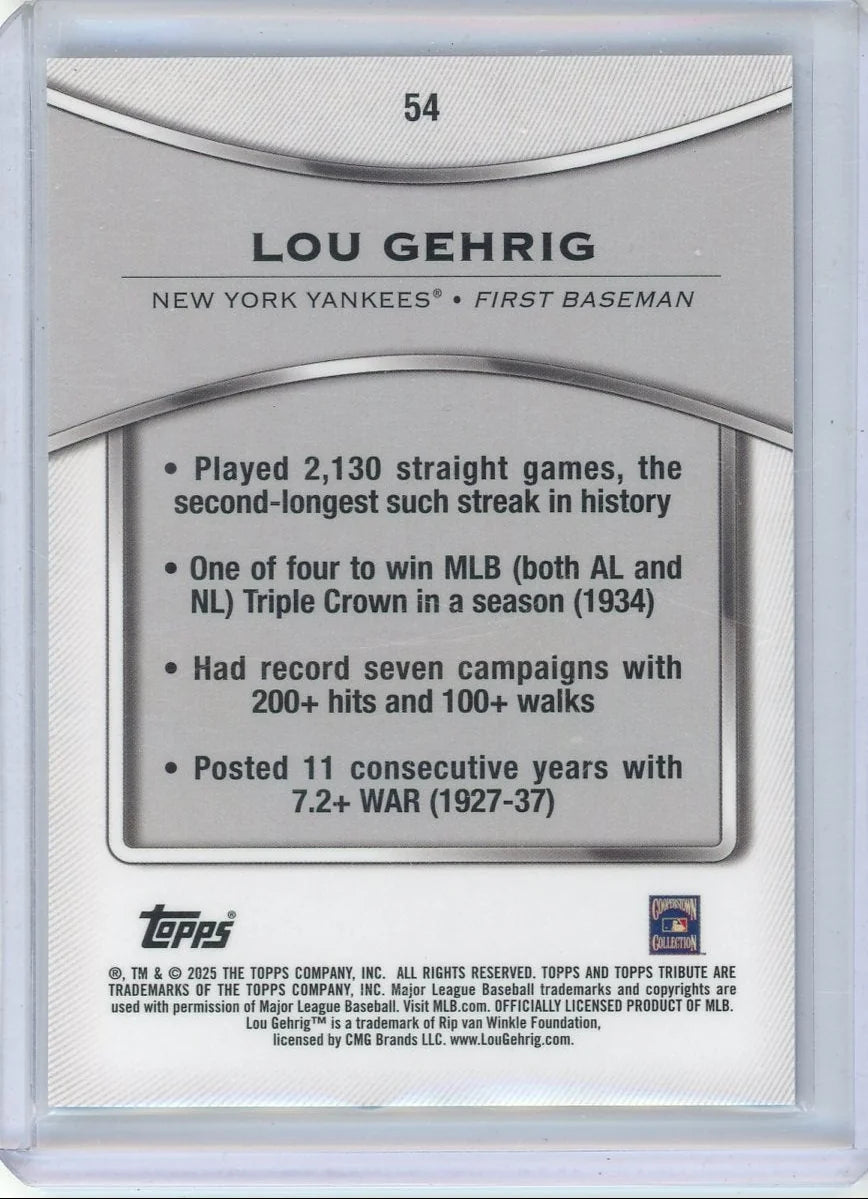Lou Gehrig 2025 Topps Tribute Blue #'d 060/150