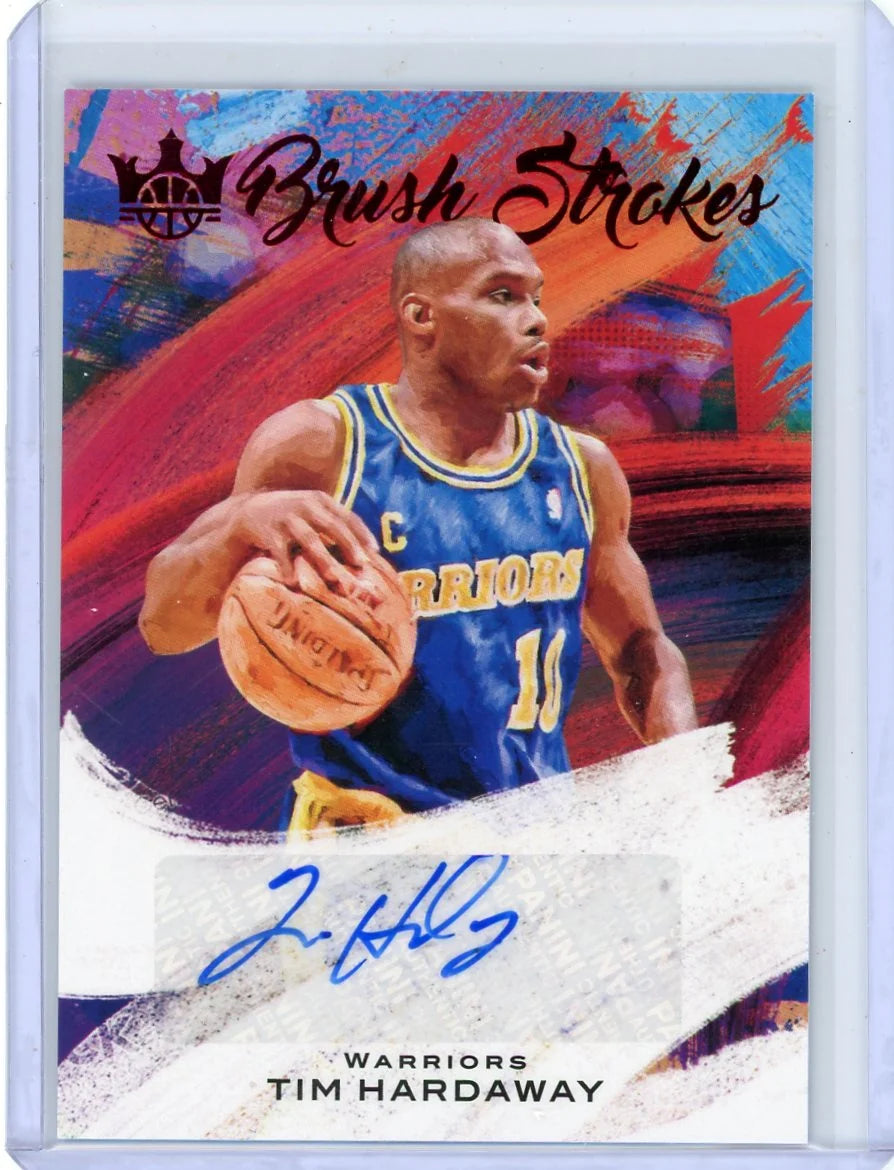 Tim Hardaway 2020-21 Panini Court Kings Brush Strokes Ruby Auto #'d 34/49