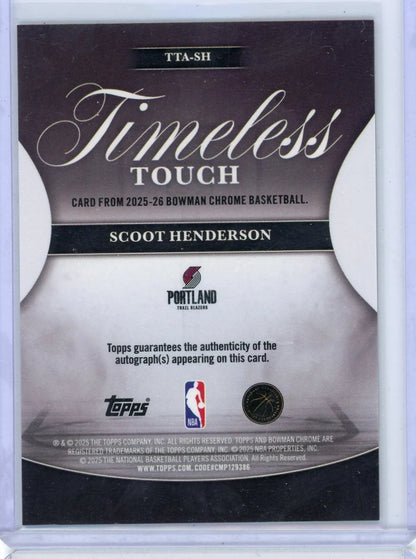 Scoot Henderson 2025-26 Bowman Basketball Timeless Touch Autograph