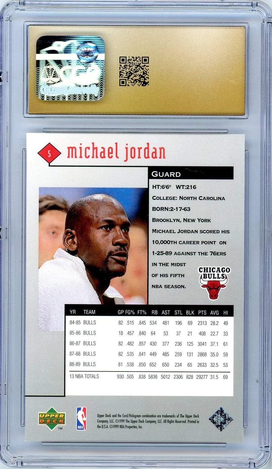 Michael Jordan 1998-99 Upper Deck Black Diamond #5 CGC 10 Pristine