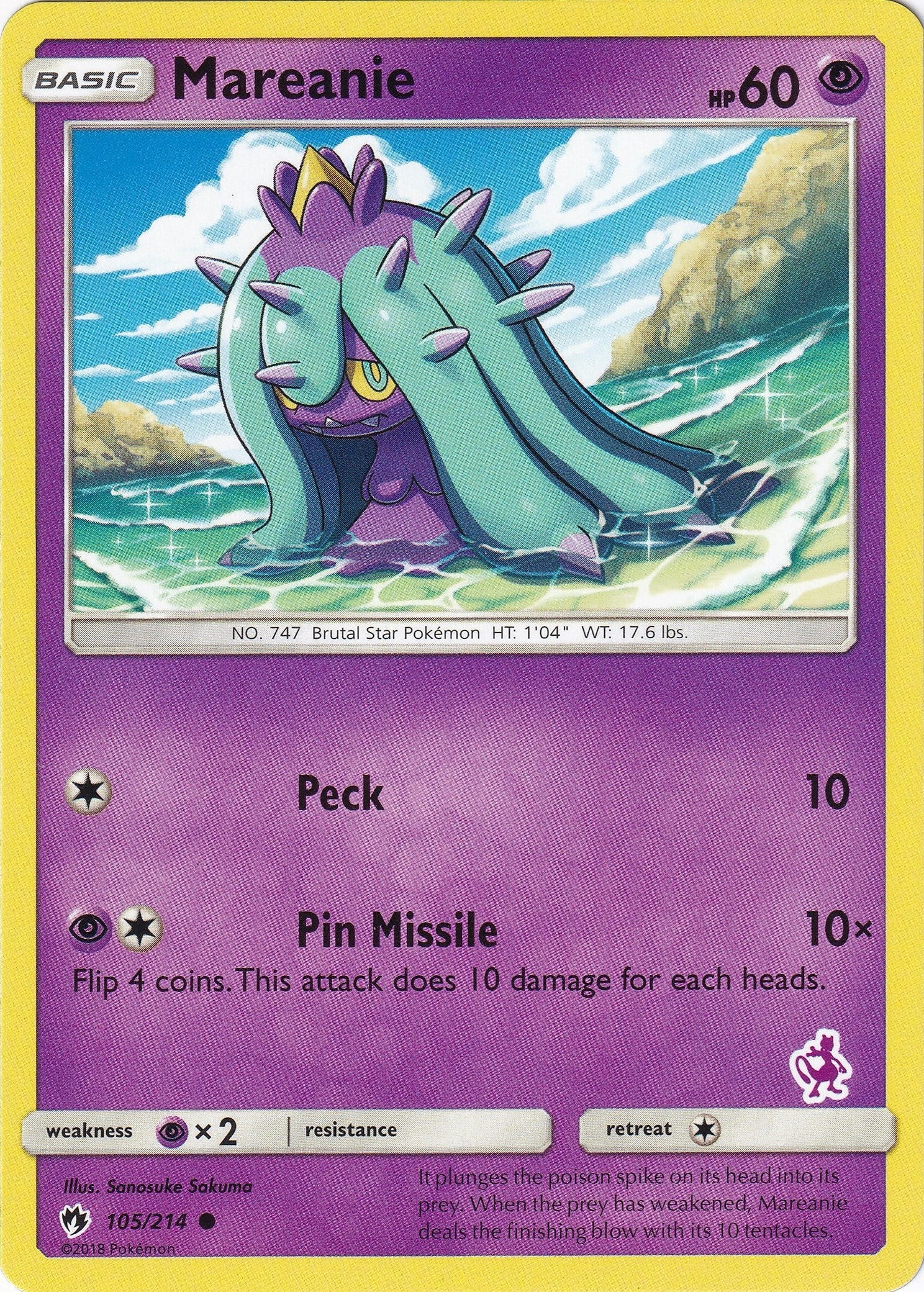 Mareanie - 105/214 (Mewtwo Stamped) (105/214) (Battle Academy) (BTA)