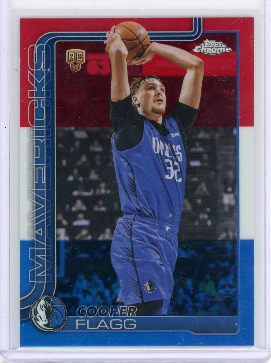Cooper Flagg 2025 Topps Chrome Red White & Blue Refractor RC