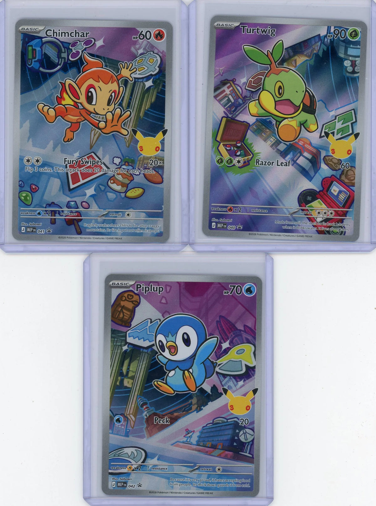 Turtwig Chimchar Piplup Pokémon 30th Anniversary First Parter Black Star Promos #040-042