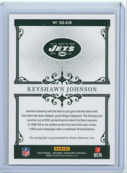 Keyshawn Johnson 2025 Panini National Treasures Signatures #'d 19/49 (Jersey #)