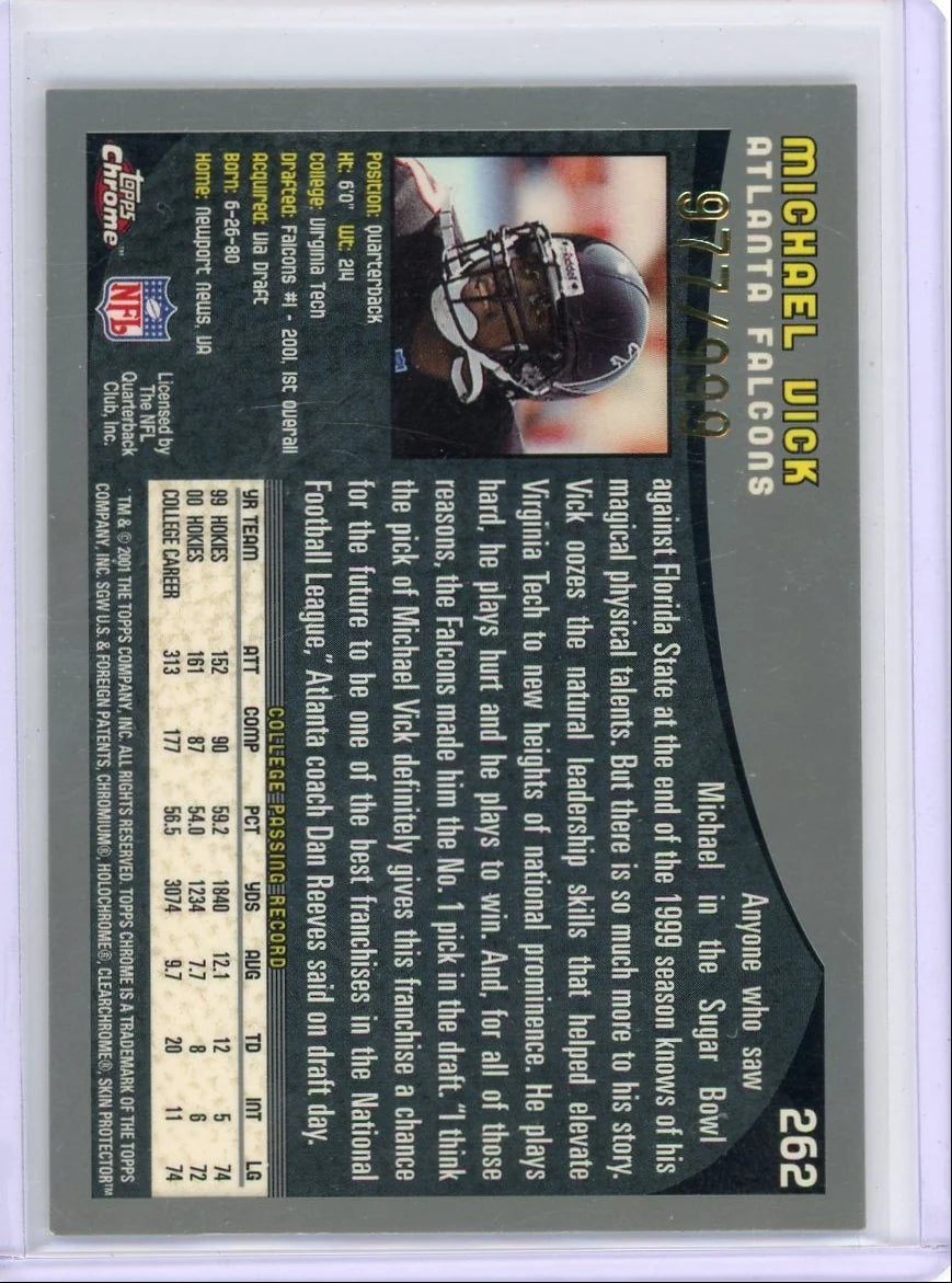 Michael Vick 2001 Topps Chrome Rookie Refractor #'d 977/999