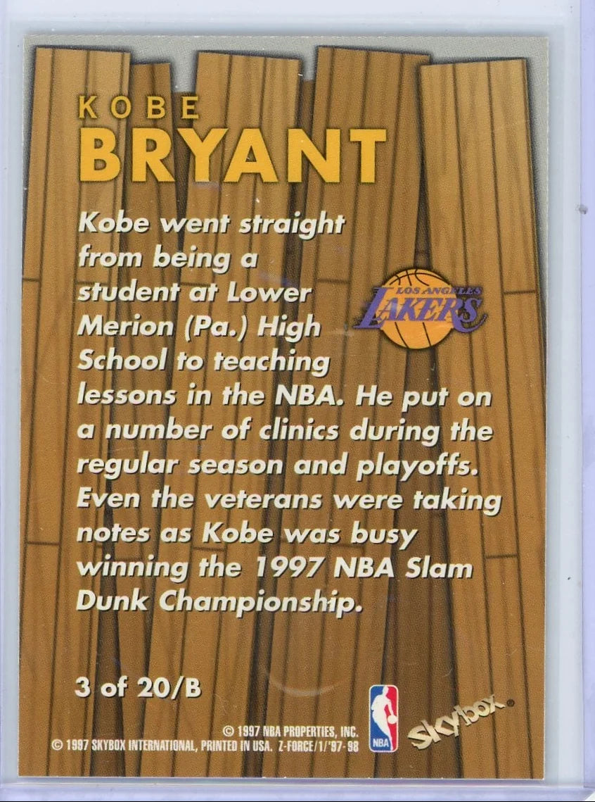 Kobe Bryant 1997 Skybox Z Force Boss #3 of 20/B