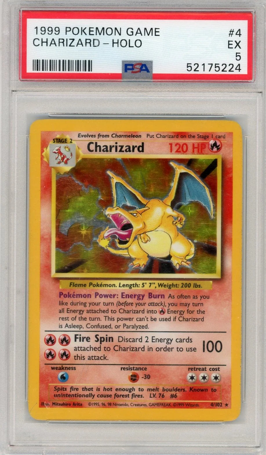 Charizard Pokémon Holo PSA 5 #4/102
