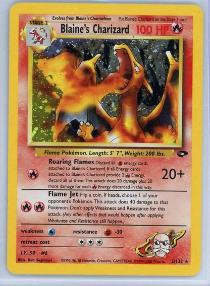 Blaine's Charizard Pokémon Gym Challenge Unlimited Holo Rare #2/132 LP