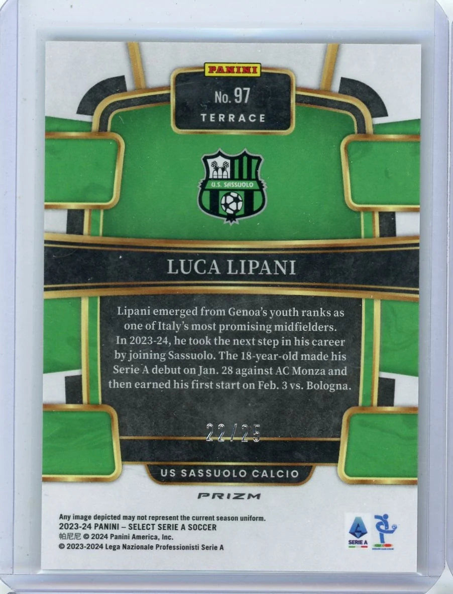 Luca Lipani 2023-24 Panini Select Serie A tie-dye prizm RC #'d 22/25