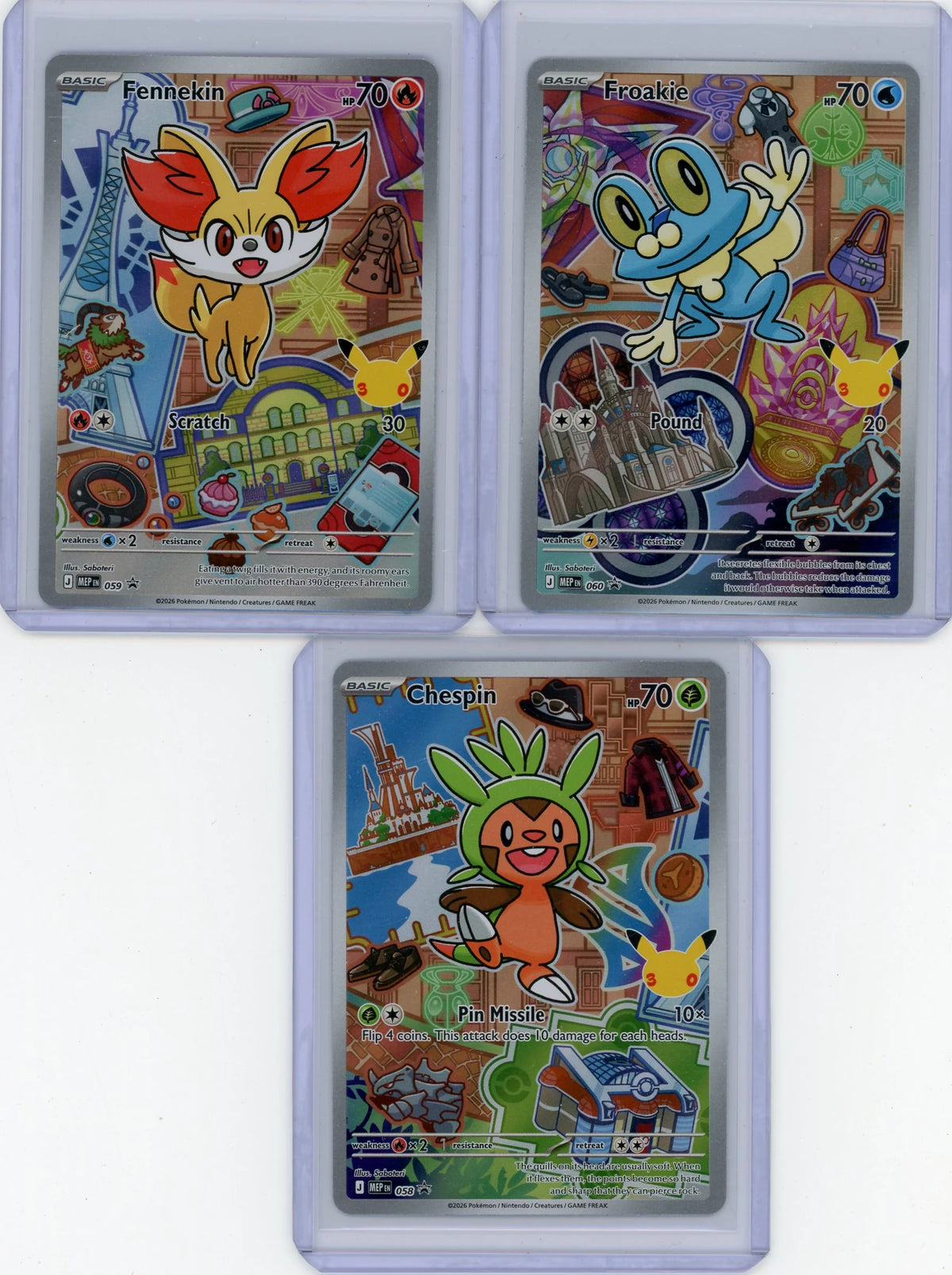 Chespin / Fennekin / Froakie Pokémon First Partner Illustration Collection Set