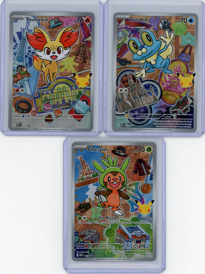 Chespin / Fennekin / Froakie Pokémon First Partner Illustration Collection Set