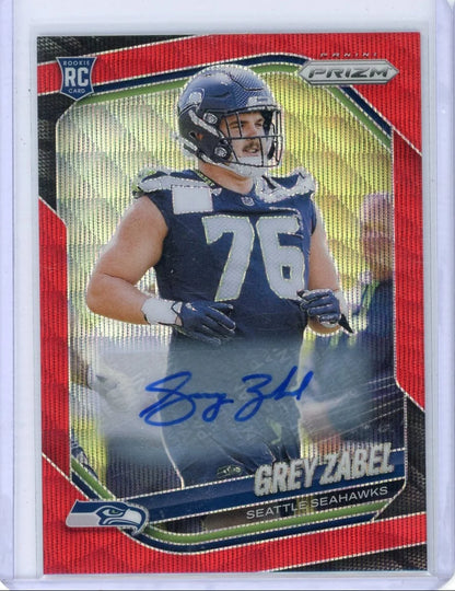 Grey Zabel 2025 Panini Prizm red wave autograph rookie card #'d 100/149