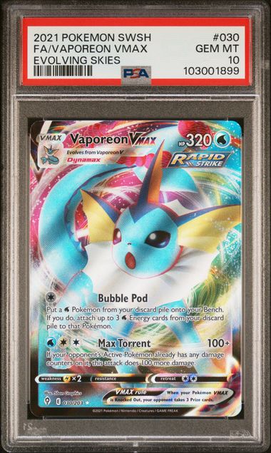 Vaporeon VMAX 2021 Pokemon Evolving Skies #030/203 PSA 10