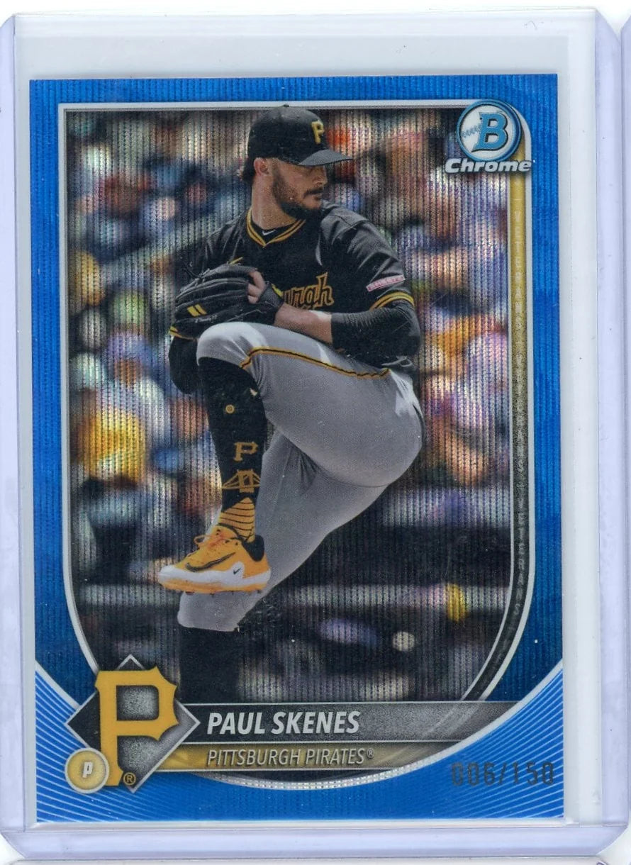 Paul Skenes 2025 Bowman Chrome Blue Wave Refractor #'d 006/150