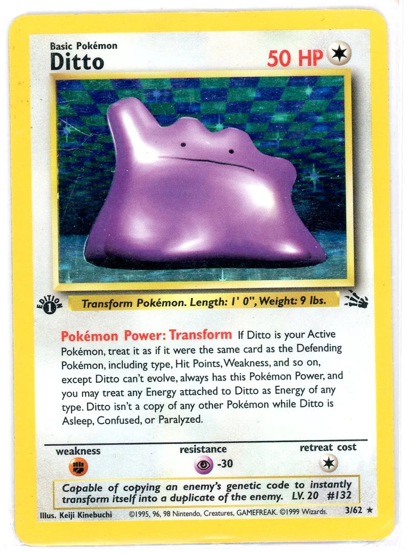 Ditto Pokémon Fossil Holo Rare #3/62