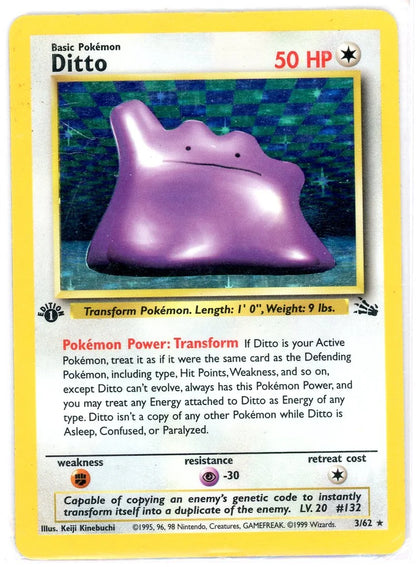 Ditto Pokémon Fossil Holo Rare #3/62