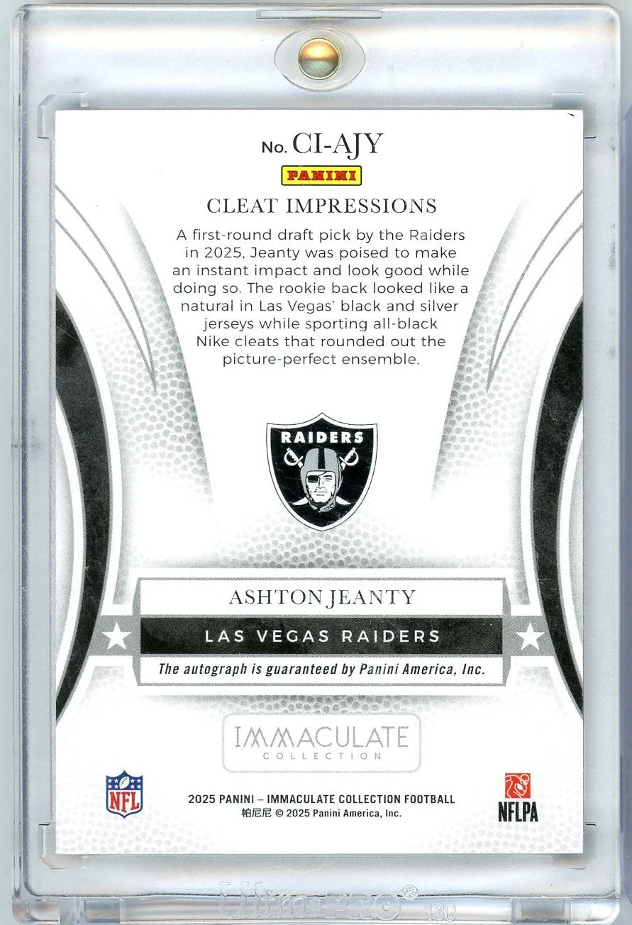Ashton Jeanty 2025 Panini Immaculate Cleat Impressions autograph RC #'d 22/25