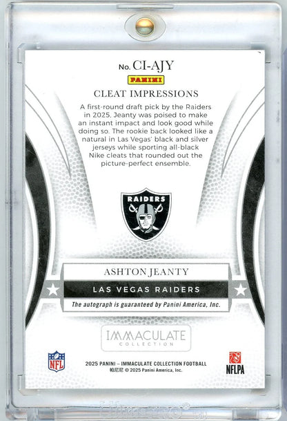 Ashton Jeanty 2025 Panini Immaculate Cleat Impressions autograph RC #'d 22/25