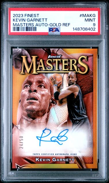 Kevin Garnett 2023 Topps Finest Masters Autograph Gold ref. #'d 24/50 PSA 9