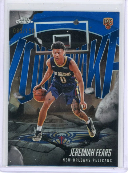 Jeremiah Fears 2025-26 Topps Chrome Youthquake blue ref. rc #'d 083/150