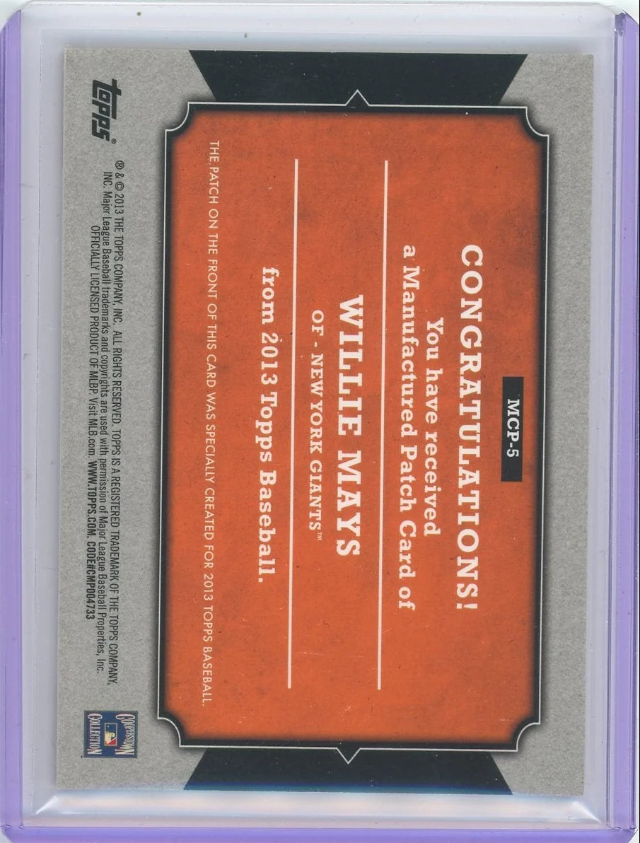 Willie Mays 2013 Topps '54 Topps Manufactured Card Patch