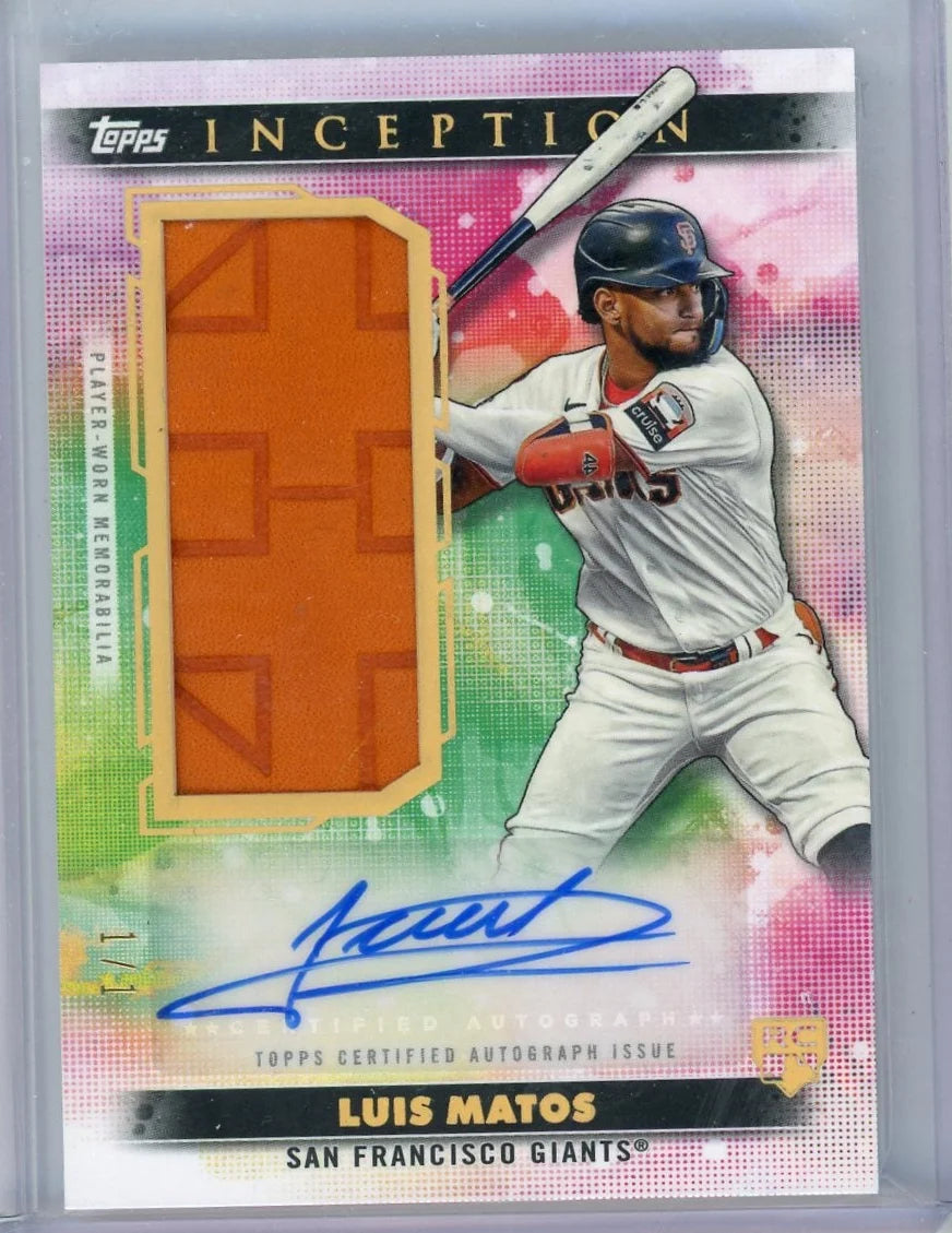 Luis Matos 2024 Topps Inception Game Field Glove Relic Autograph #'d 1/1