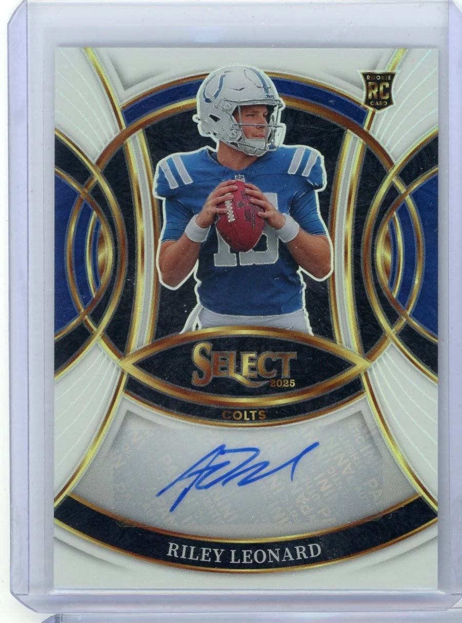Riley Leonard 2025 Panini Select Rookie Signatures white prizm rc #'d 01/35