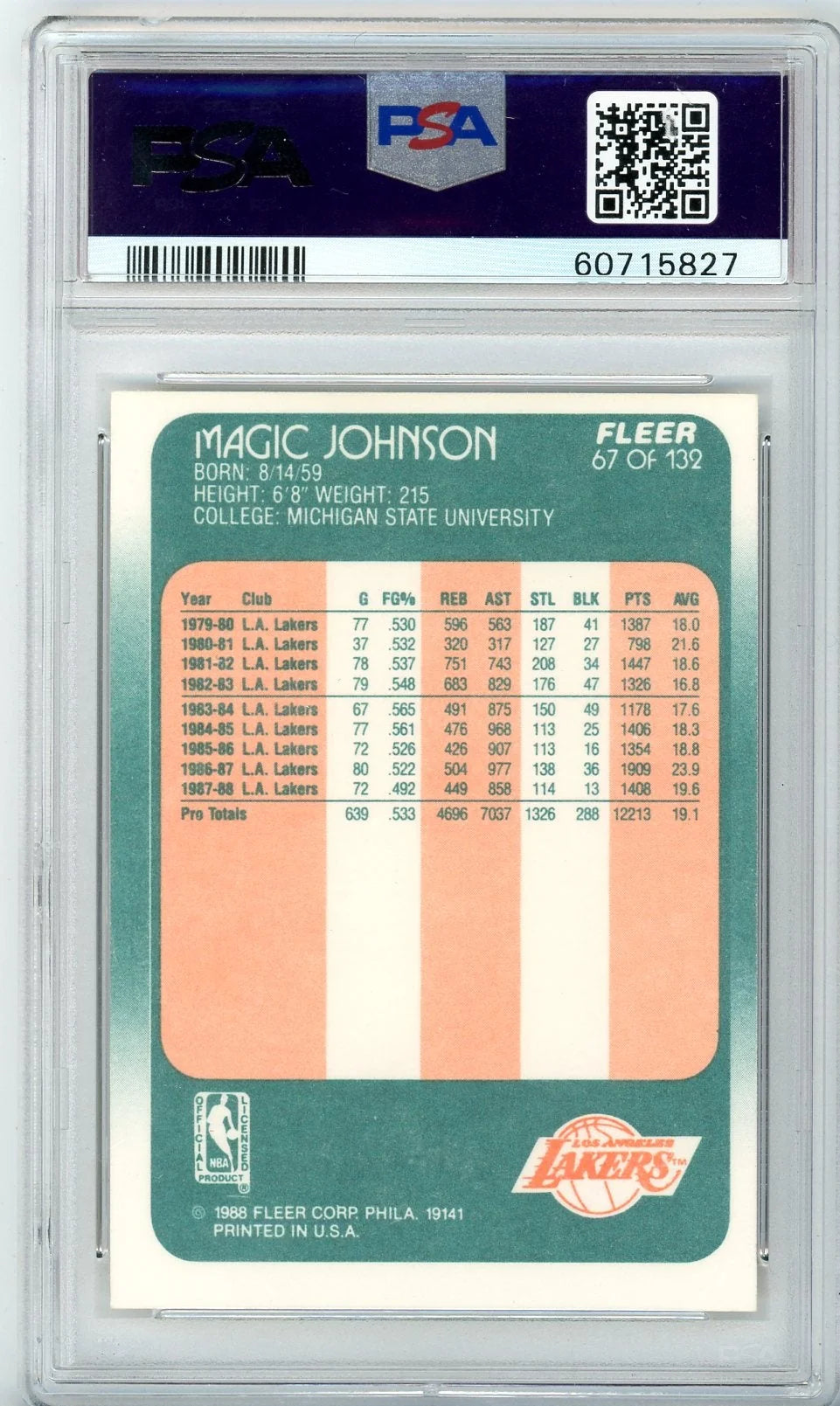 Magic Johnson 1988 Fleer #67 PSA 9