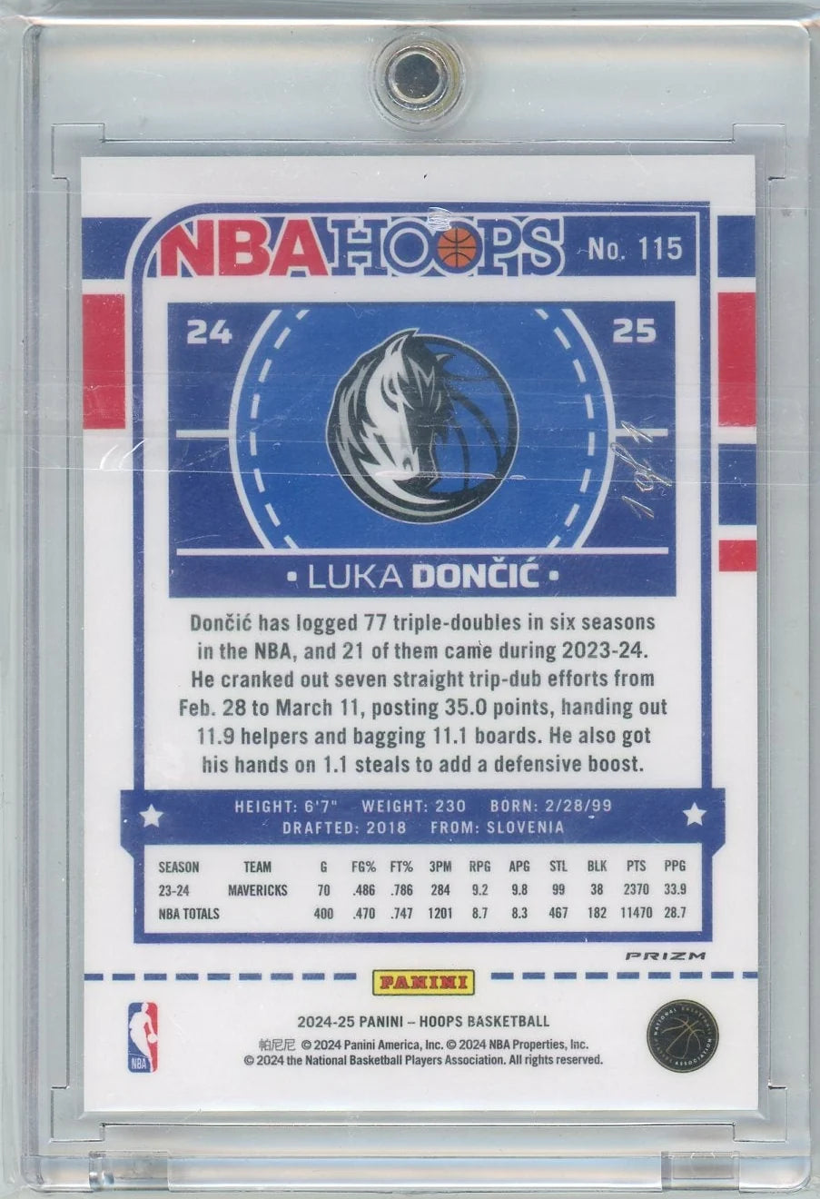 Luka Doncic 2024-25 Panini NBA Hoops Nebula #'d 1/1