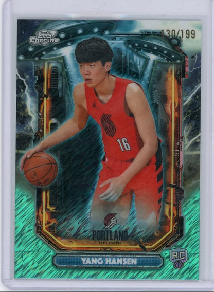 Yang Hansen 2025-26 Topps Chrome Cosmic Extraterrestrial Talent Aqua Refractor RC #'d 130/199