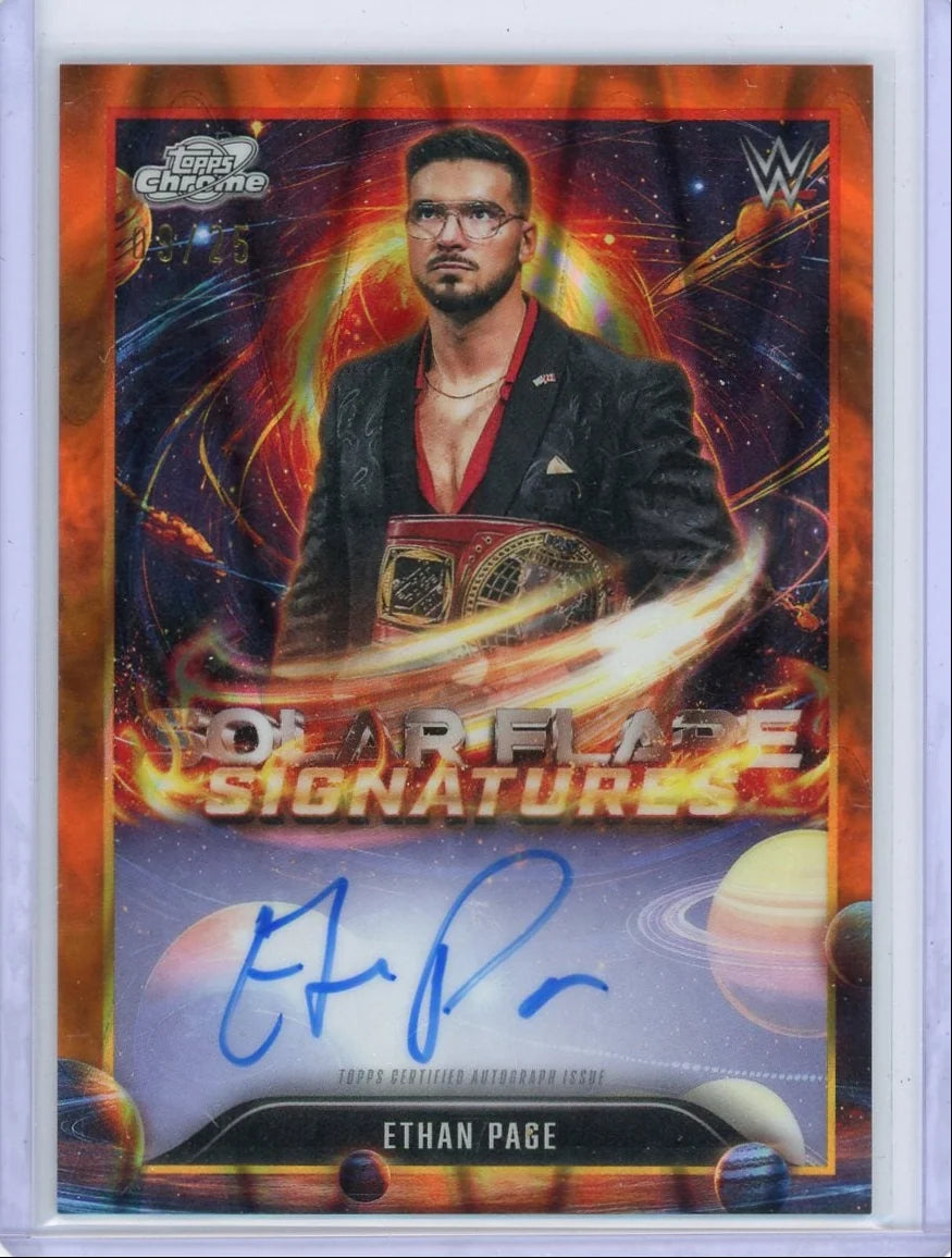 Ethan Page 2026 Topps Cosmic Chrome Solar Flare Signatures Orange Galactic #'d 09/25