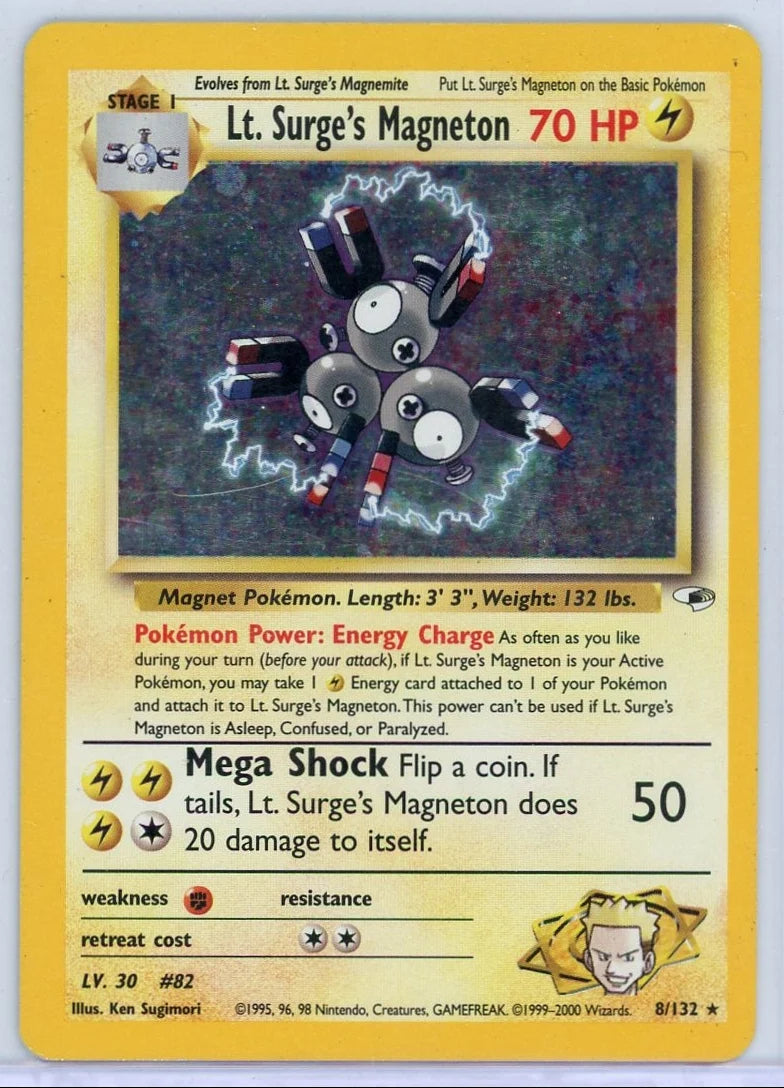 Lt. Surge's Magneton 2000 Pokemon Gym Heroes holo #8/132 LP/MP