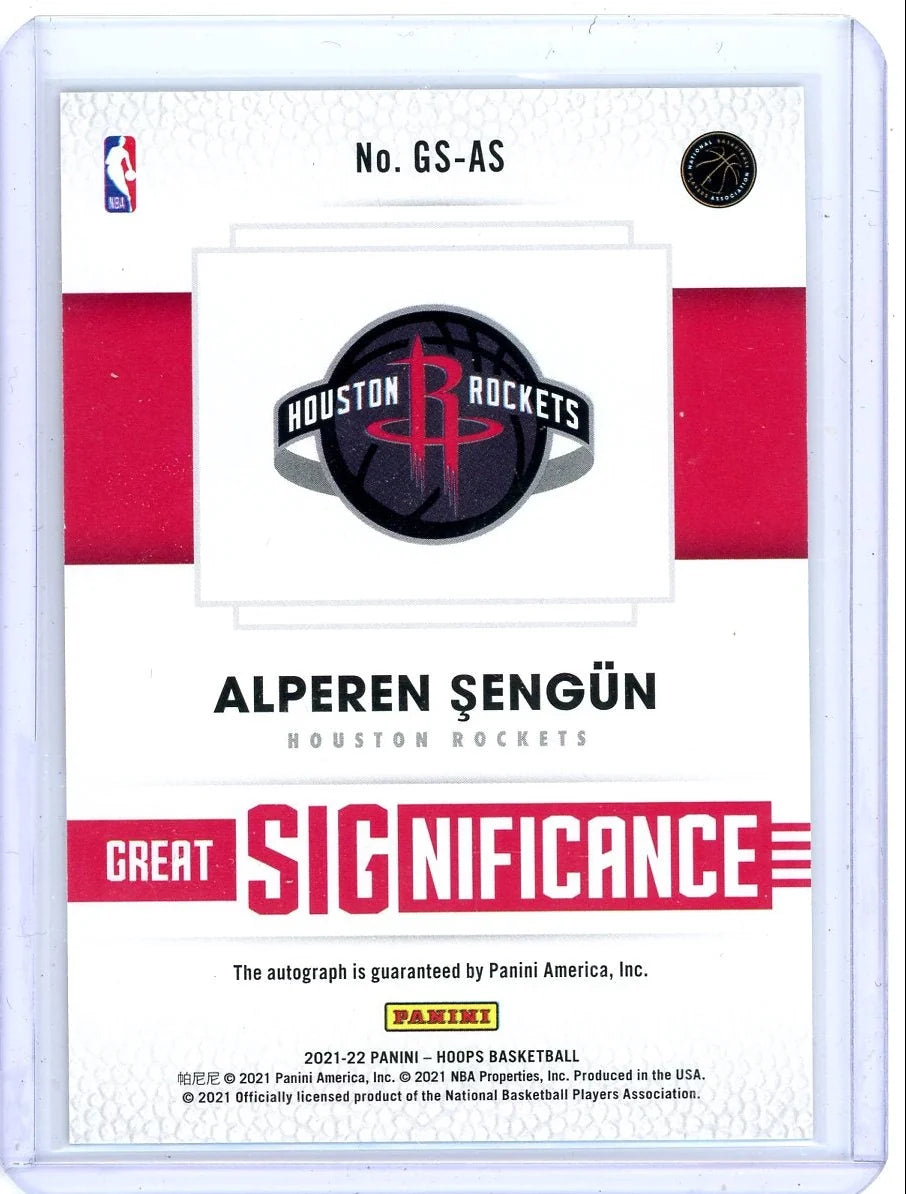 Alperen Şengün 2021-22 Panini NBA Hoops Great Significance Auto RC