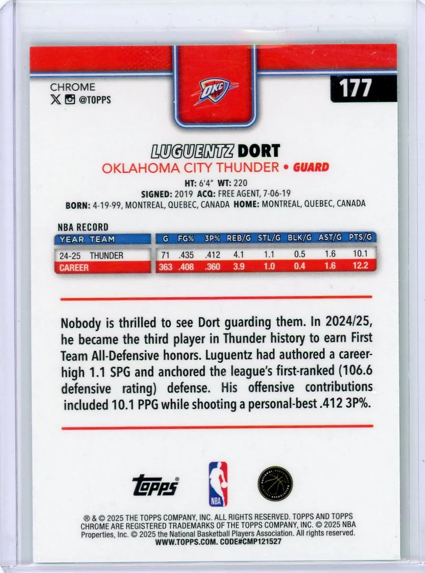 Luguentz Dort 2025 Topps Chrome Green Wave Refractor #'d 83/99