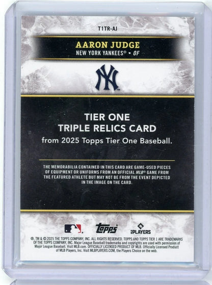 Aaron Judge 2025 Topps Tier One triple relic green #'d 12/25