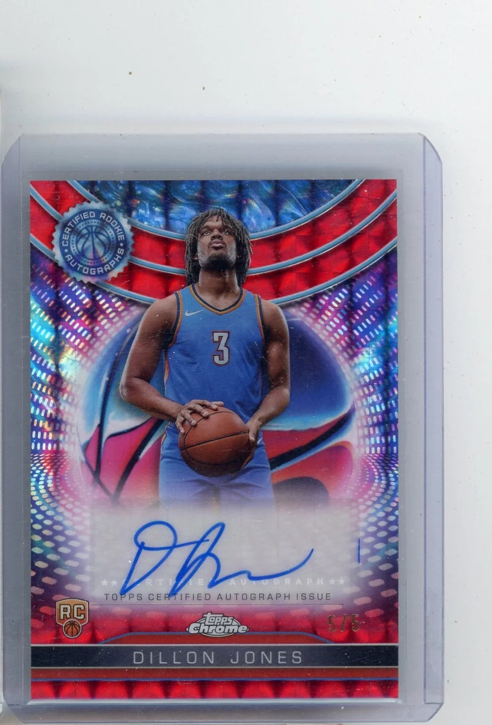 Dillon Jones 2024-25 Topps Chrome autograph red geometric ref. rc #'d 5/5
