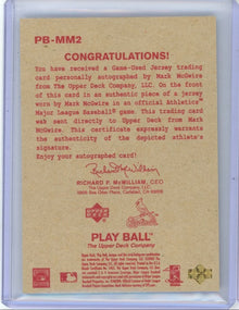 Mark McGwire 2003 Upper Deck Play Ball Game-Used Memorabilia autograph inscribed #'d 23/50