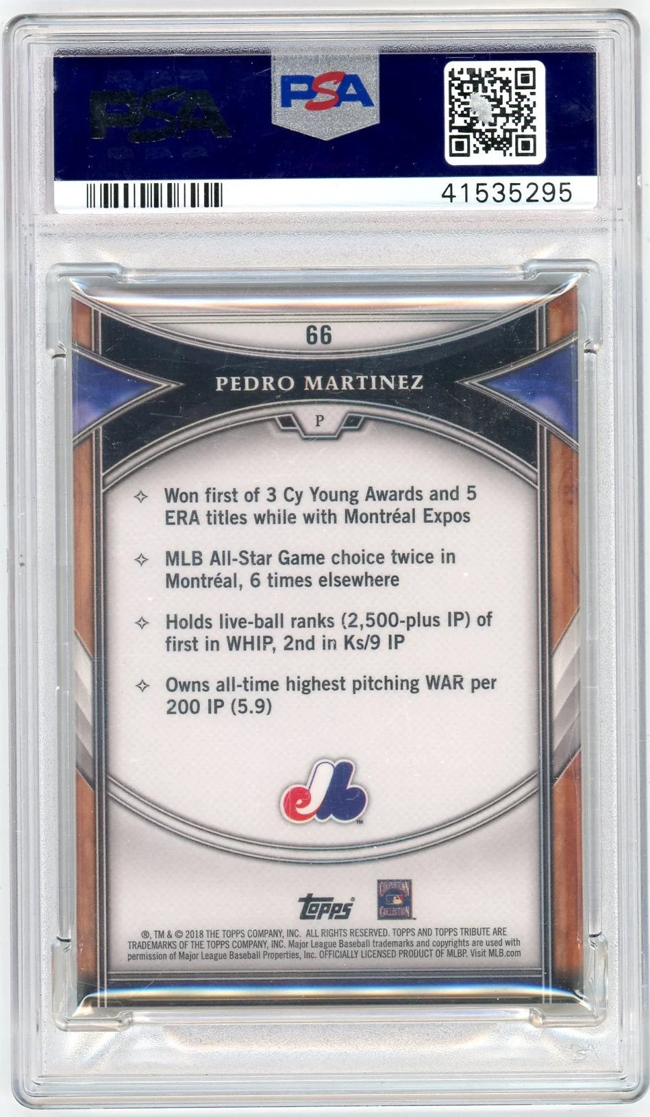 Pedro Martinez 2018 Topps Tribute Black 1/1 PSA 9