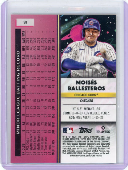 Moises Ballesteros 2025 Topps Chrome Cosmic Gold Interstellar Refractor RC #'d 02/50