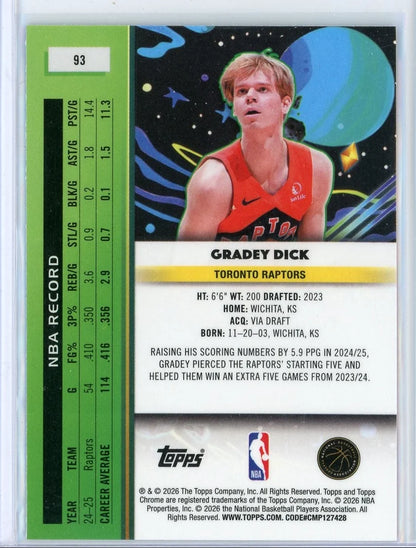 2026 Gradey Dick Topps Cosmic Chrome #93 Blue /99