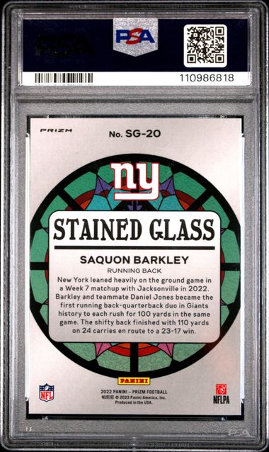 Saquon Barkley 2022 Panini Prizm Stained Glass PSA 10