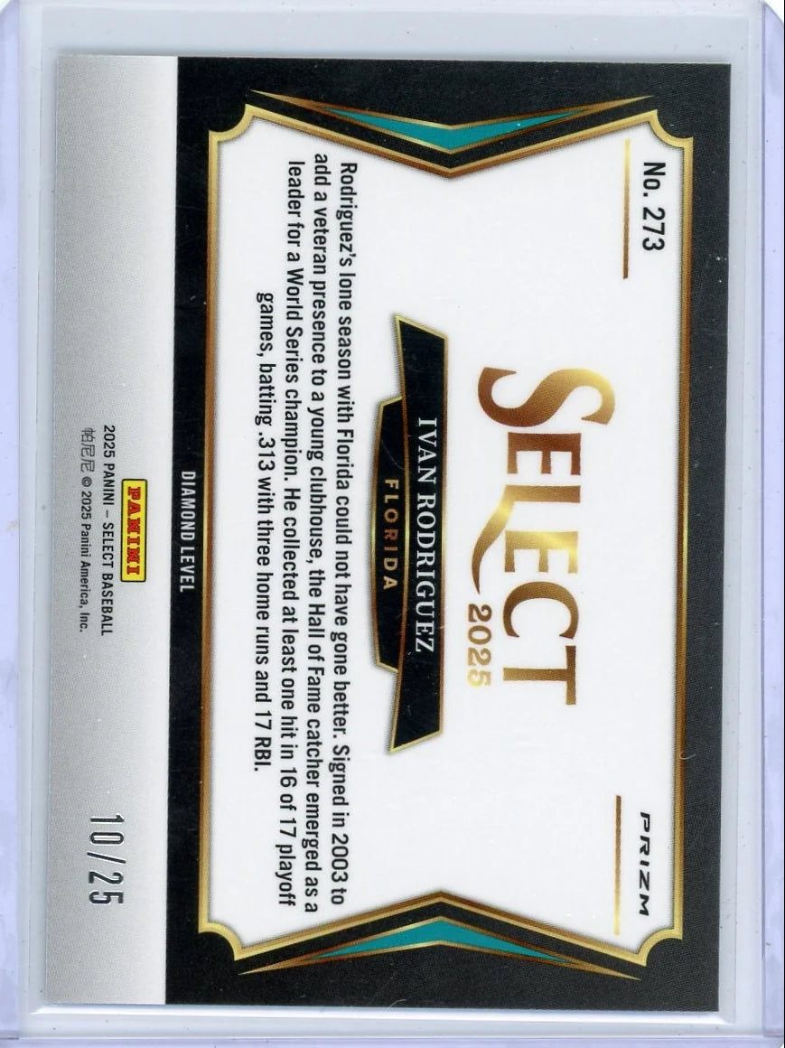 Ivan Rodriguez 2025 Panini Select Diamond Level White Ice Prizm #'d 10/25