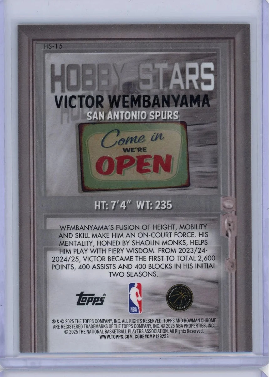 Victor Wembanyama 2025 Bowmam Chrome Hobby Stars #'d 137/250