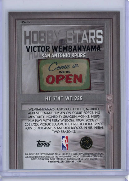 Victor Wembanyama 2025 Bowmam Chrome Hobby Stars #'d 137/250