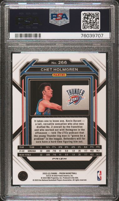 Chet Holmgren 2022 Panini Prizm Red Ice Rookie PSA 9