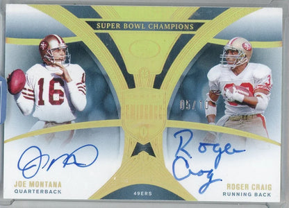 Joe Montana Roger Craig 2024 Panini Eminence (sealed) Super Bowl Champions dual autograph #'d 05/10