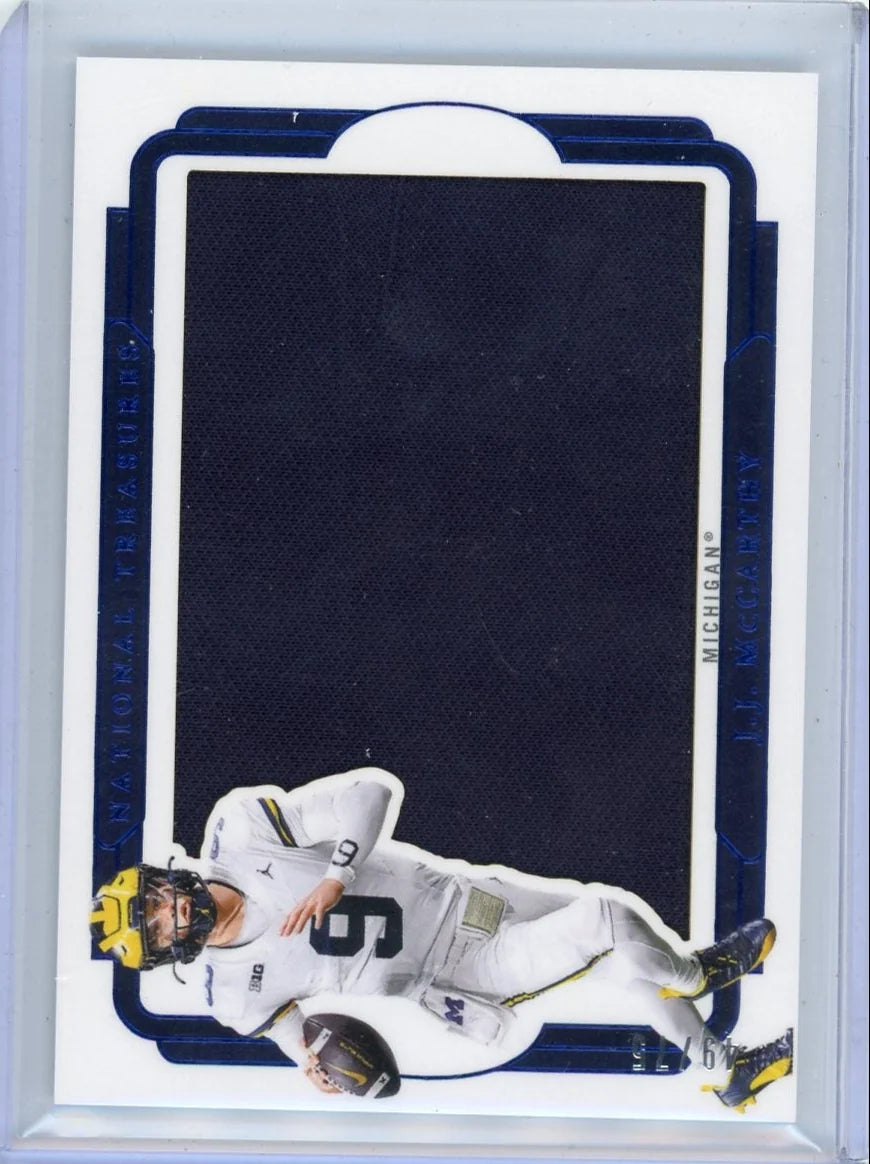 J.J. McCarthy 2025 Panini National Treasures Collegiate Jumbo Relic #'d 49/75