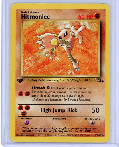 Hitmonlee Pokémon Fossil 1st Edition Rare #22/62